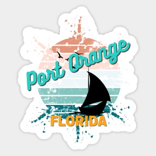 Port Orange Florida Retro Exploding Sunset Sticker